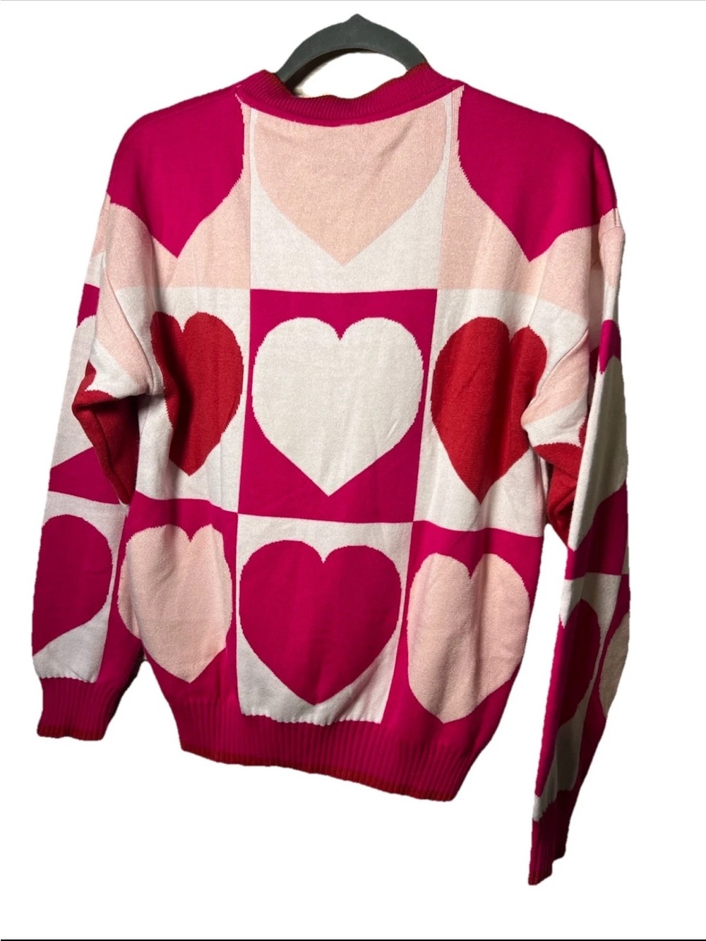 Rare*Andrea Sanchez Heart Sweater Columbian Designer High Quality Pink/white - Picture 2 of 4